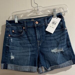 7 for all mankind Women's Distressed Denim Shorts